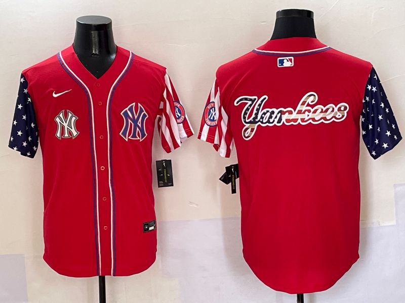 Men New York Yankees Blank Red a generation of national flags Jointly Name 2025 Nike MLB Jersey style 14
